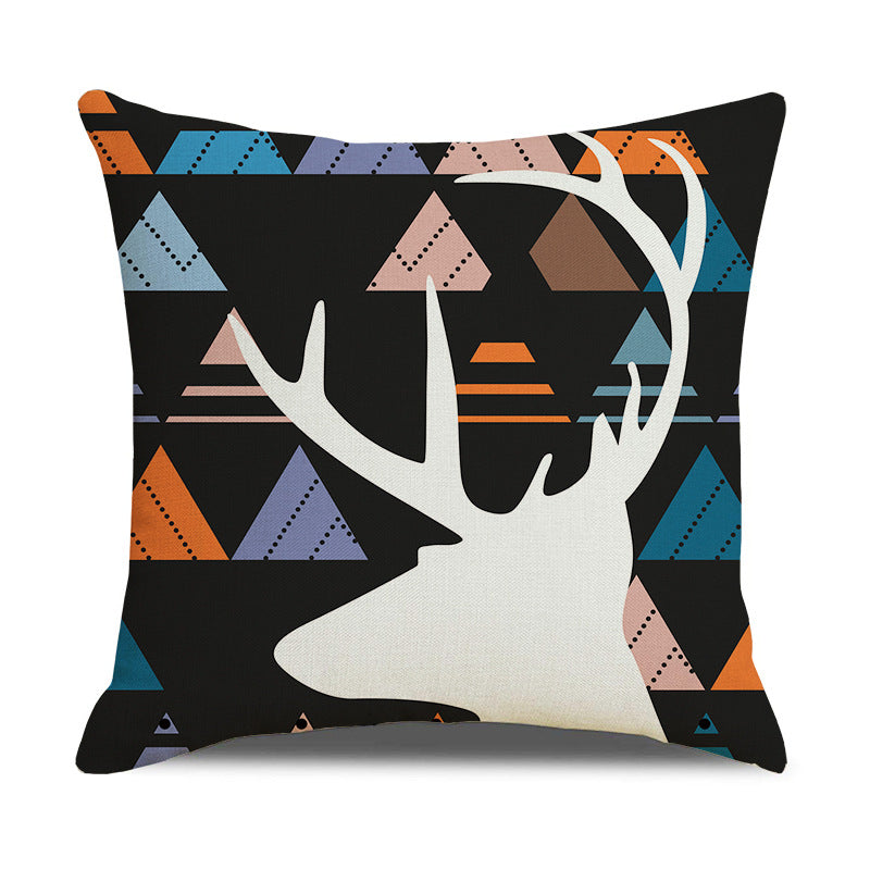 4-Pack Geometric Pattern Pillow Covers with Inserts, 18×18 Inch Animal Elephant Deer & Triangle Decorative Cushions for Sofa, Couch, Living Room & Bedroom