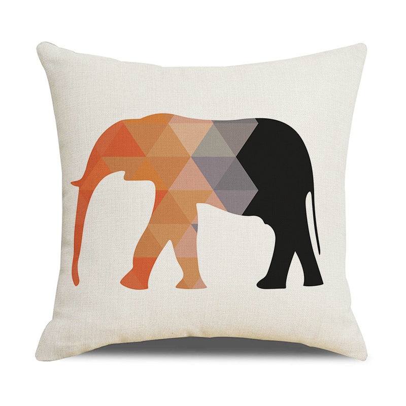 4-Pack Geometric Pattern Pillow Covers with Inserts, 18×18 Inch Animal Elephant Deer & Triangle Decorative Cushions for Sofa, Couch, Living Room & Bedroom