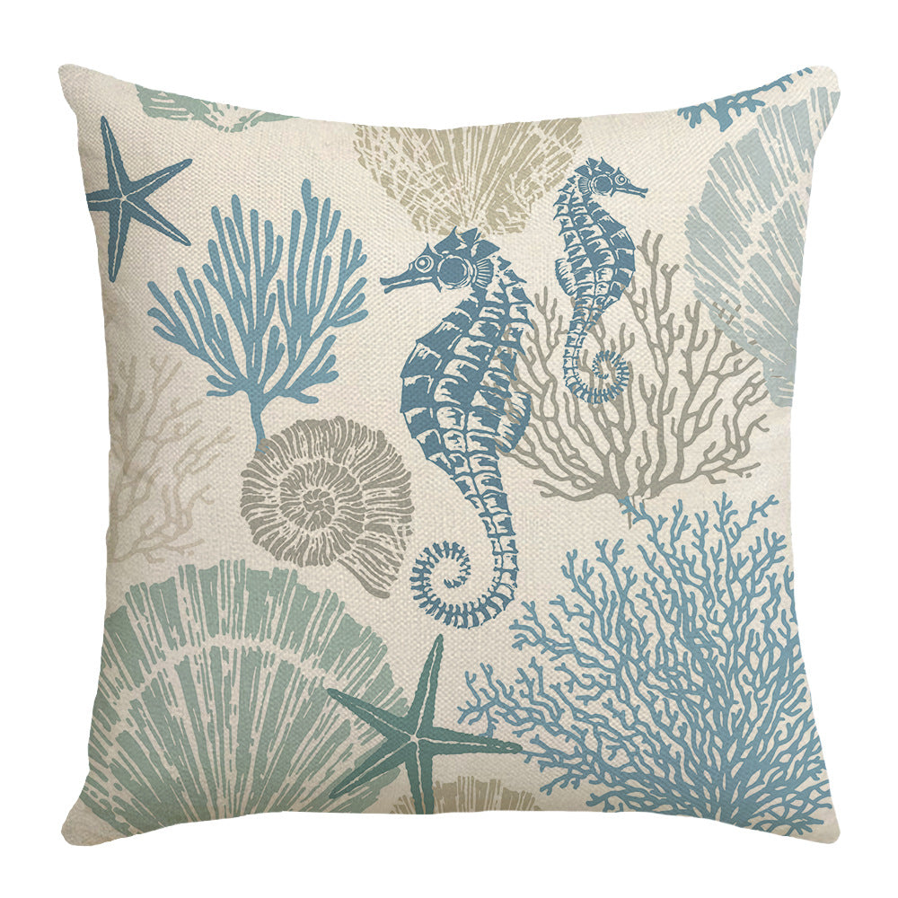4-pack Ocean Style Cushion Cover with Pillow Insert 45x45cm Sofa Bedroom Decorative Throw Pillow