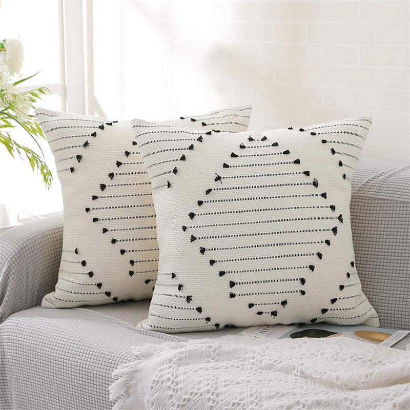 Minimalist Nordic Black & White Geometric Decorative Pillow Set of 4 – Throw Cushions with Pillow Covers for Sofa, Bedroom & Living Room