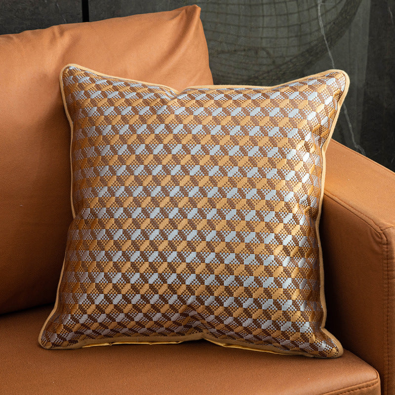 Modern Minimalist Plaid & Solid Decorative Throw Pillow Set of 4 – Cushion with Pillow Covers for Sofa, Bedroom & Living Room