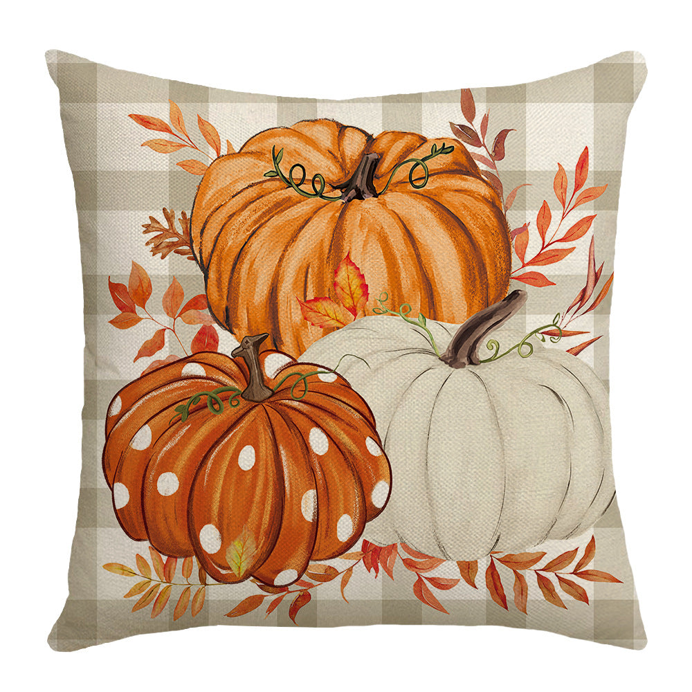 Autumn Pumpkin Thanksgiving Throw Pillow Covers with Inserts, 4-Pack, 18×18 Inch Decorative Cushions for Sofa, Living Room & Bedroom