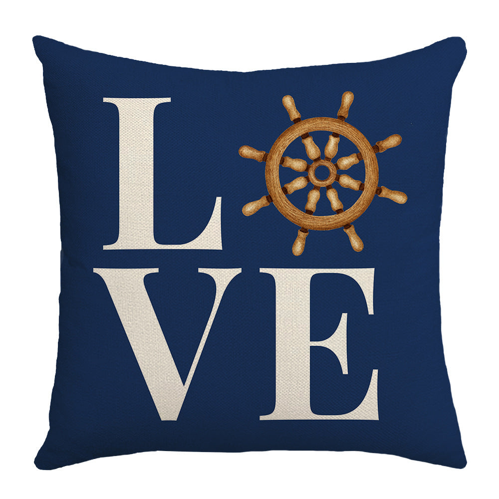 4-Pack Nautical Pillow Covers with Inserts, 18×18 Inch Anchor, Helm, Lifebuoy & Sailboat Decorative Cushions for Sofa, Couch, Living Room & Coastal Home Decor