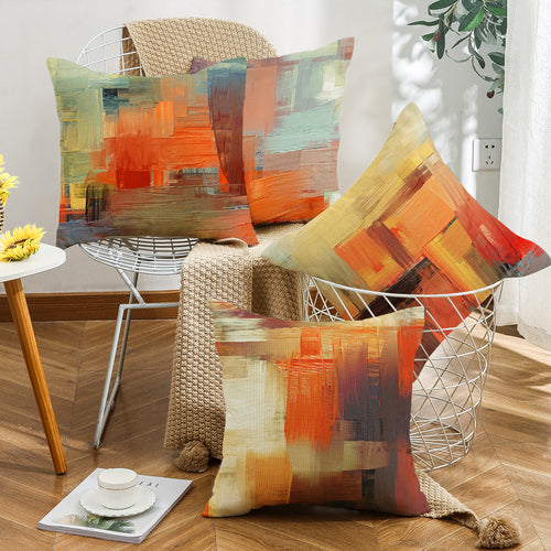 4-Pack Abstract Art Pillow Covers with Inserts, 18×18 Inch Colorful Oil Painting Pattern Decorative Cushions for Sofa, Couch, Living Room & Modern Home Decor