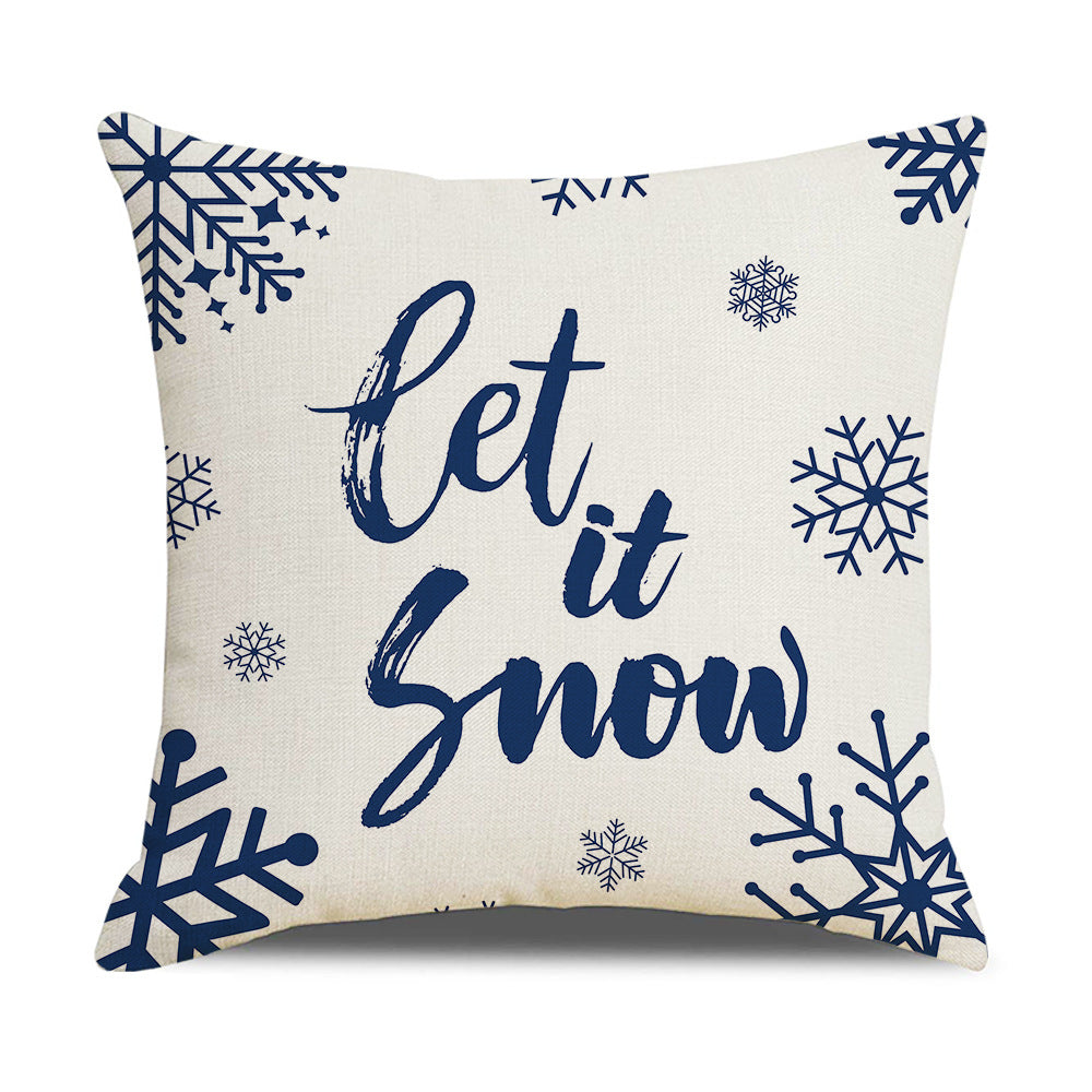 4-Pack Christmas Winter Pillow Covers with Inserts, 18×18 Inch Blue & White Snowflake and Christmas Tree Decorative Cushions for Sofa, Couch, Living Room & Bedroom