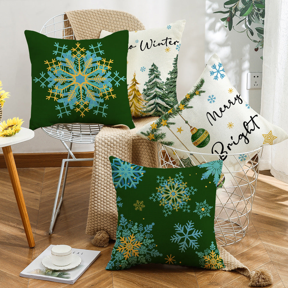 4-Pack Christmas Snowflake Pillow Covers with Inserts, 18×18 Inch Winter Tree & Holiday Decorative Cushions for Sofa, Couch, Living Room & Bedroom