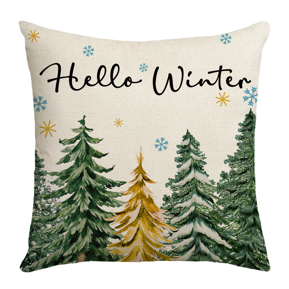 4-Pack Christmas Snowflake Pillow Covers with Inserts, 18×18 Inch Winter Tree & Holiday Decorative Cushions for Sofa, Couch, Living Room & Bedroom