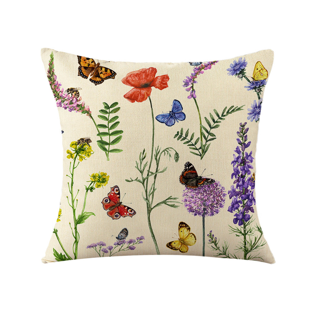 4-Pack Floral Pillow Covers with Inserts, 18×18 Inch Botanical and Butterfly Decorative Cushions for Sofa, Couch, Living Room & Bedroom