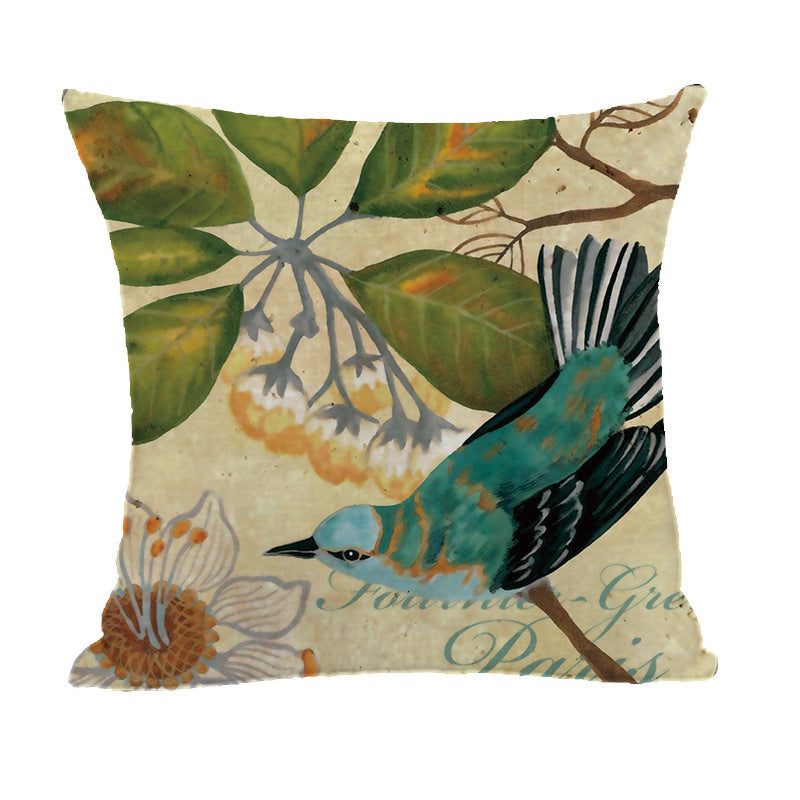 Vintage Bird & Floral Printed Cushion + Pillow Covers Set of 4 Sofa Decorative Throw Pillows