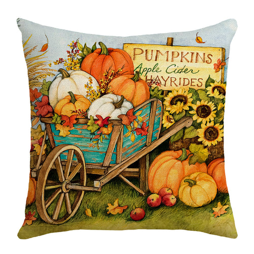 4-Pack Autumn Harvest Pumpkin Pillow Covers with Inserts, 18×18 Inch Thanksgiving Fall Decorative Cushions for Sofa, Couch, Living Room & Bedroom