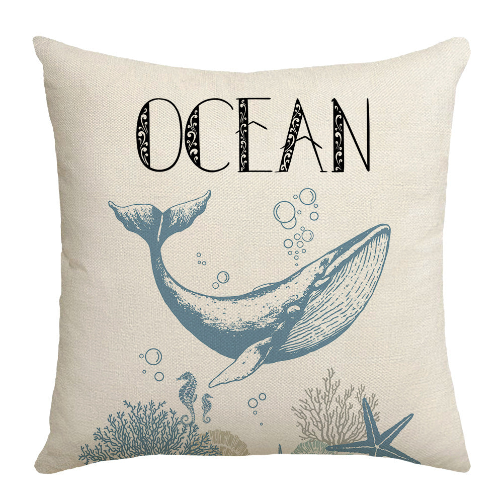4-pack Ocean Style Cushion Cover with Pillow Insert 45x45cm Sofa Bedroom Decorative Throw Pillow