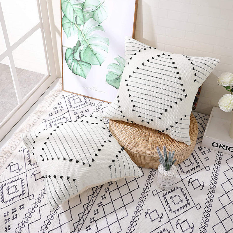 Minimalist Nordic Black & White Geometric Decorative Pillow Set of 4 – Throw Cushions with Pillow Covers for Sofa, Bedroom & Living Room