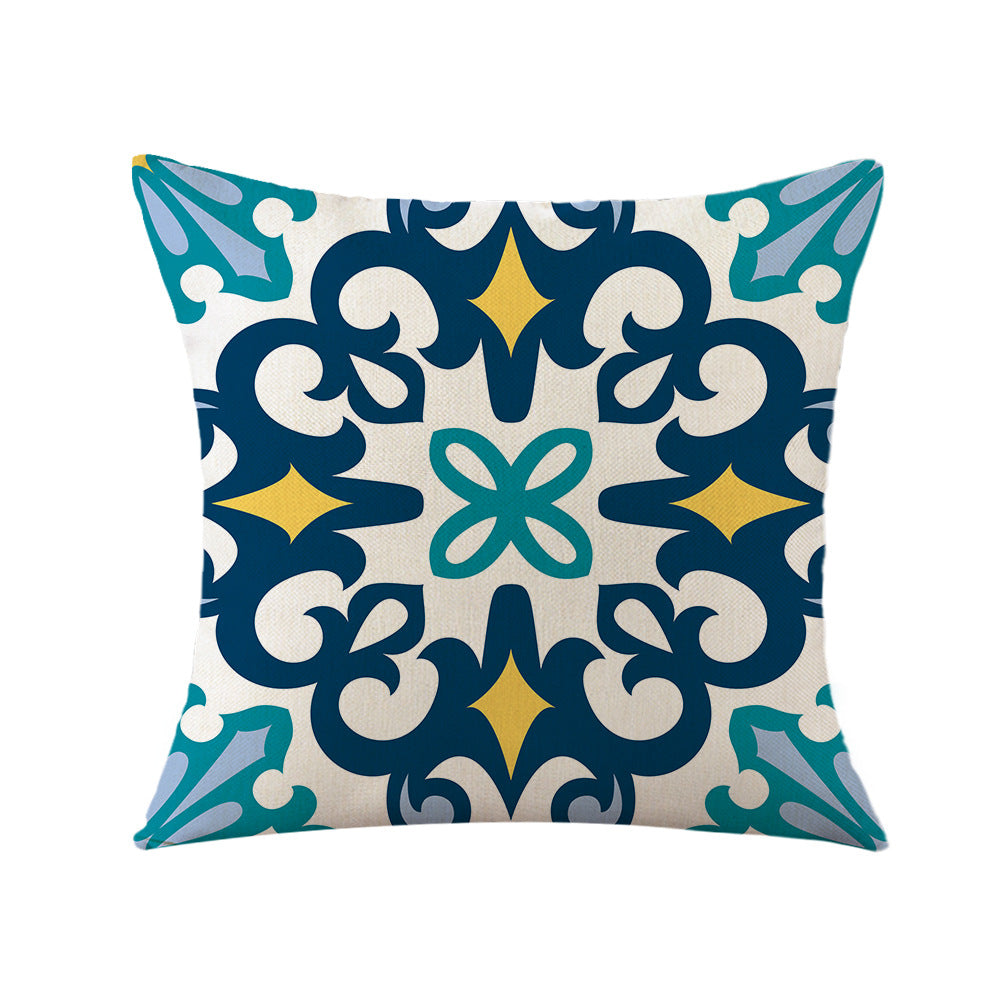 4-Pack Vintage Pattern Pillow Covers with Inserts, 18×18 Inch Mediterranean Style Decorative Cushions for Sofa, Couch, Living Room & Bedroom