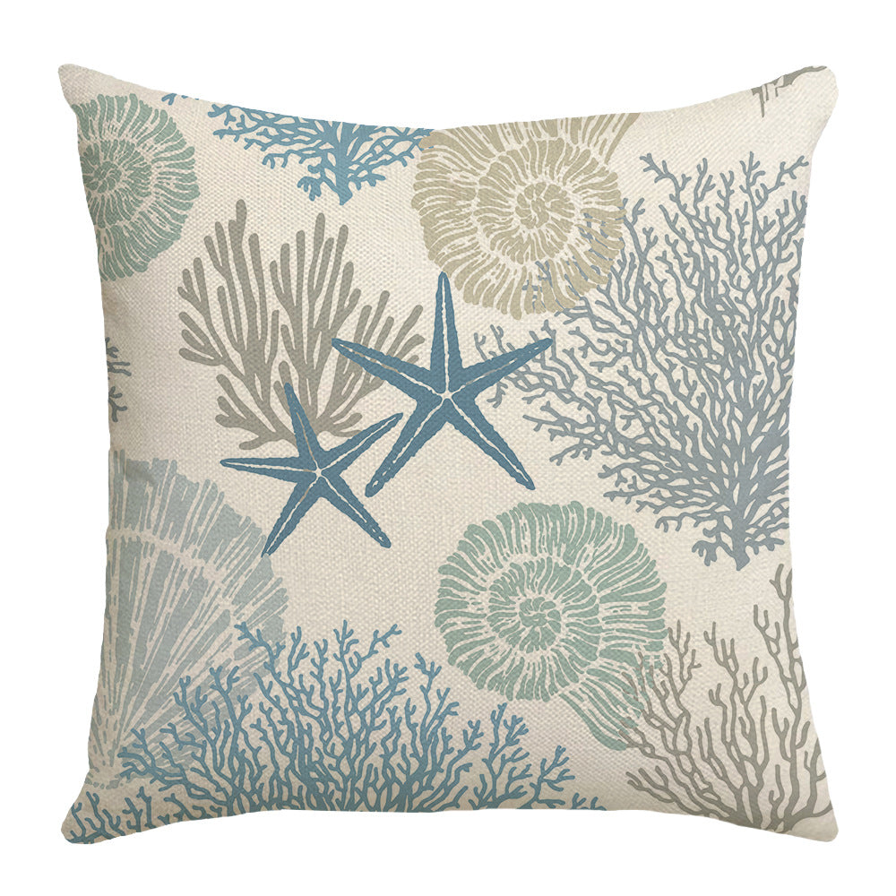 4-pack Ocean Style Cushion Cover with Pillow Insert 45x45cm Sofa Bedroom Decorative Throw Pillow
