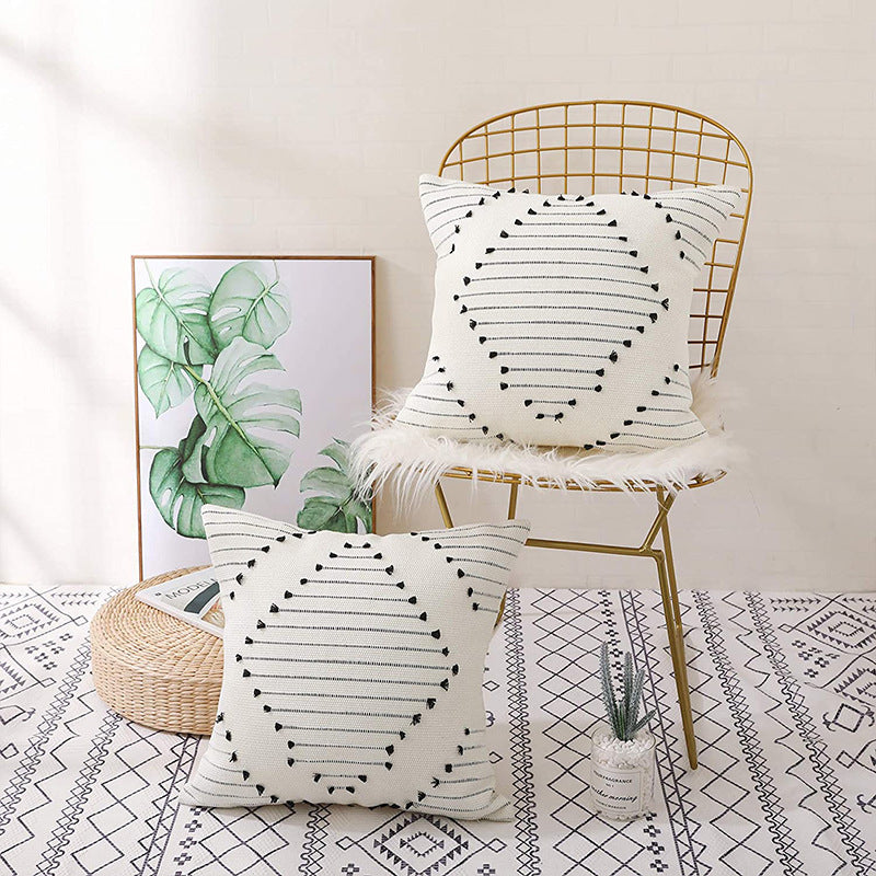 Minimalist Nordic Black & White Geometric Decorative Pillow Set of 4 – Throw Cushions with Pillow Covers for Sofa, Bedroom & Living Room