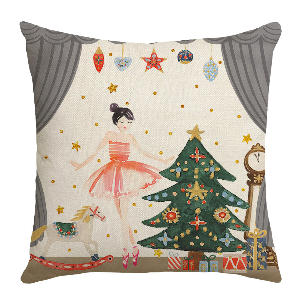 4-Pack Christmas Nutcracker Pillow Covers with Inserts, 18×18 Inch Sugar Plum Fairy Ballet Decorative Cushions for Sofa, Couch, Living Room & Holiday Home Décor