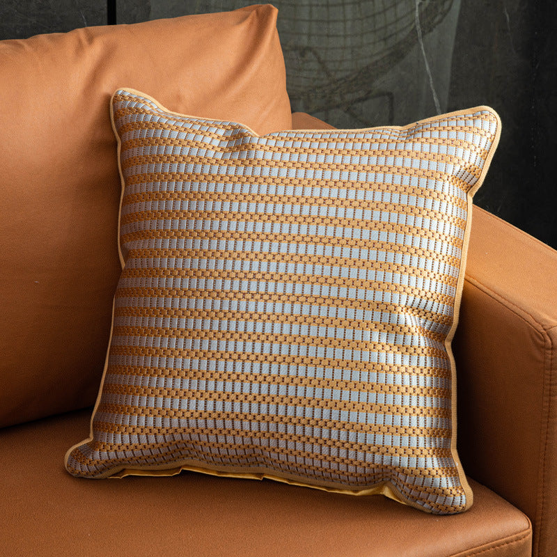 Modern Minimalist Plaid & Solid Decorative Throw Pillow Set of 4 – Cushion with Pillow Covers for Sofa, Bedroom & Living Room