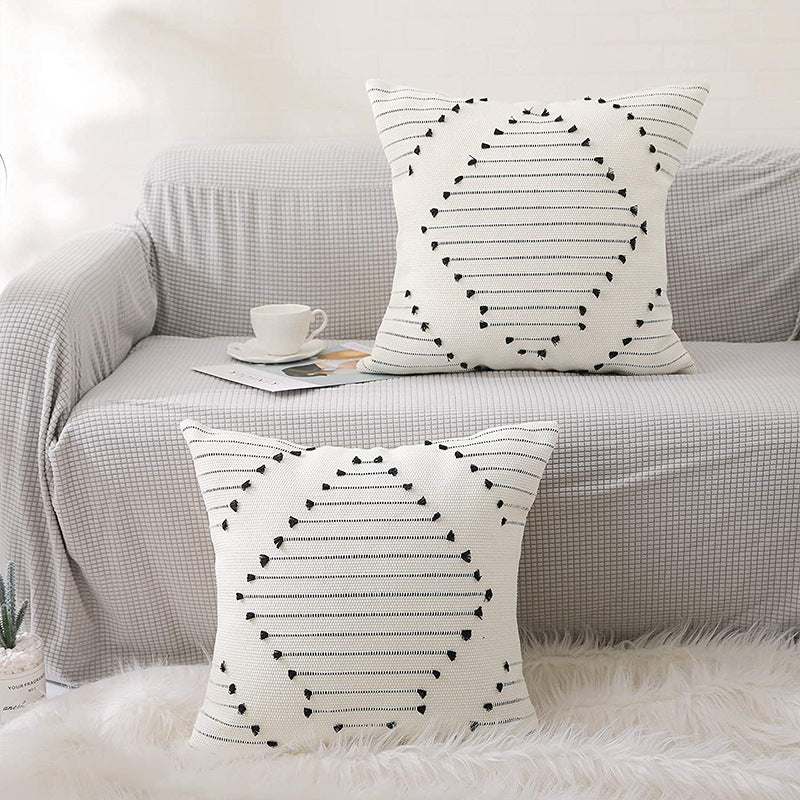 Minimalist Nordic Black & White Geometric Decorative Pillow Set of 4 – Throw Cushions with Pillow Covers for Sofa, Bedroom & Living Room