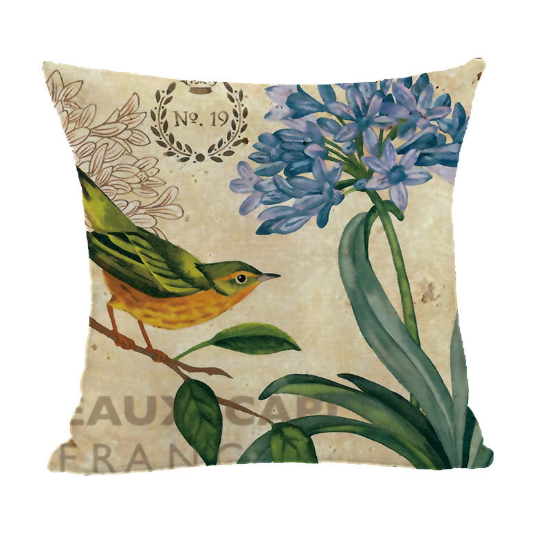 Vintage Bird & Floral Printed Cushion + Pillow Covers Set of 4 Sofa Decorative Throw Pillows