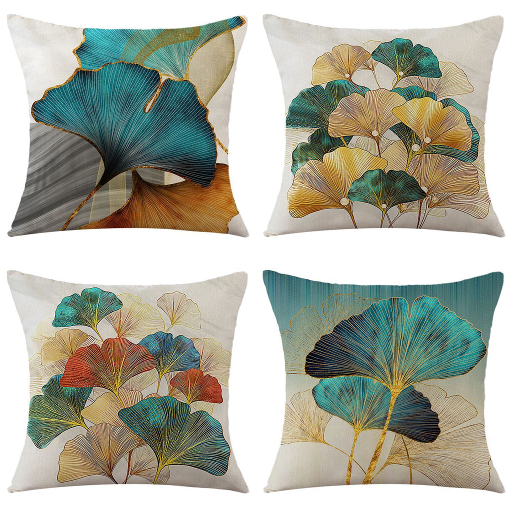 Ginkgo Leaf Decorative Throw Pillow Set of 4 (with Pillow Insert & Cover) – Elegant Cushion for Sofa, Bedroom, Living Room