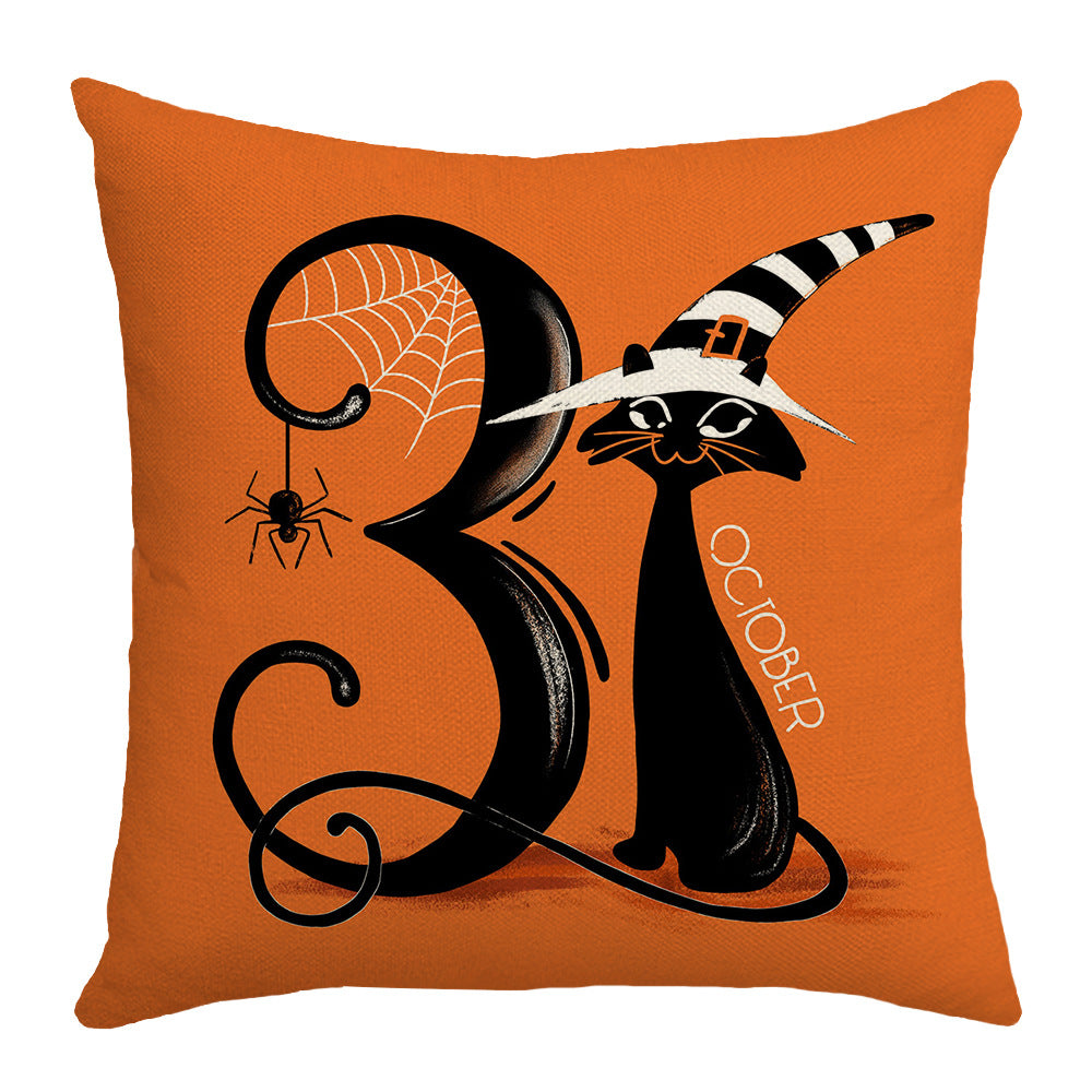 4-Pack Halloween Pillow Covers with Inserts, 18×18 Inch Pumpkin, Witch Hat, Trick or Treat Decorative Cushions for Sofa, Couch, Living Room & Bedroom